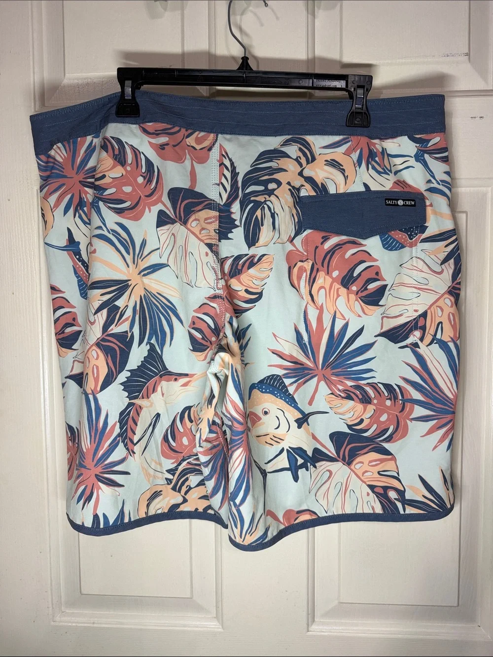 Salty Crew Men's Tropical Swim Shorts - Blue, Coral & Cream